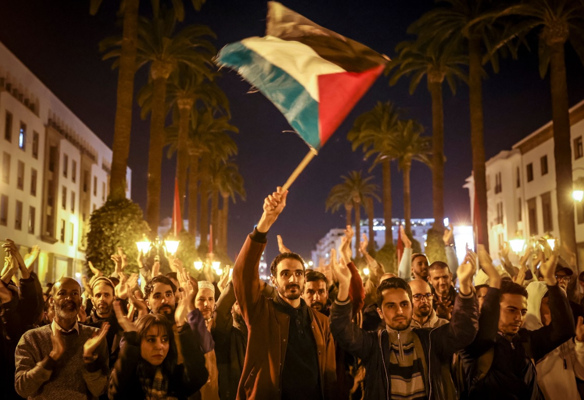 مظاهرة بالرباط تضامنا مع الفلسطينيين