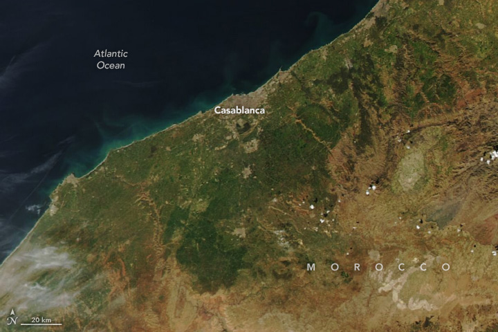 صور بالقمر الاصطناعي تظهر تأثير الجفاف الحاد على المغرب